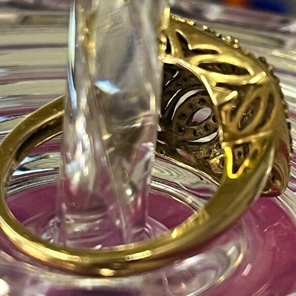 Estate Chocolate & Vanilla Diamonds 14k Solid Gold Ring Size 7 - Picture 5 of 10